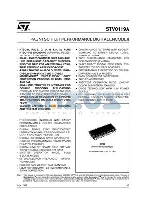 STV0119A datasheet - PAL/NTSC HIGH PERFORMANCE DIGITAL ENCODER