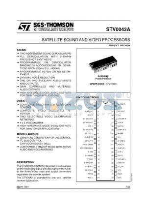 STV0042 datasheet - SATELLITE SOUND AND VIDEO PROCESSORS