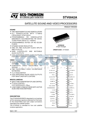 STV0042A datasheet - SATELLITE SOUND AND VIDEO PROCESSORS