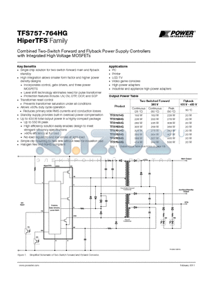 TFS760HG datasheet - Combined Two-Switch Forward and Flyback Power Supply Controllers with Integrated High Voltage MOSFETs