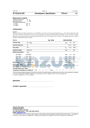 TFS810 datasheet - Development Specification