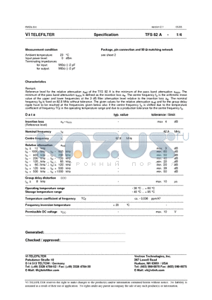 TFS82A datasheet - Specification