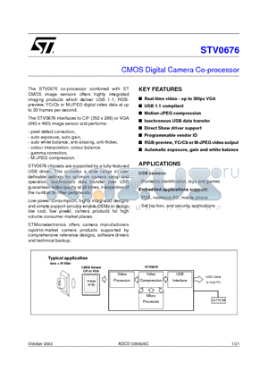 STV0676 datasheet - CMOS Digital Camera Co-processor