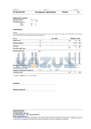 TFS942 datasheet - Development Specification