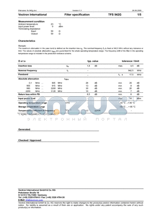 TFS942G datasheet - Vectron International