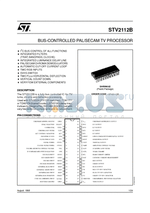 STV2112B datasheet - BUS-CONTROLLED PAL/SECAM TV PROCESSOR