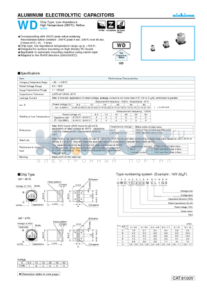 UWD1C101MCL datasheet - ALUMINUM ELECTROLYTIC CAPACITORS