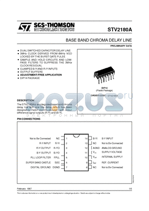 STV2180A datasheet - BASE BAND CHROMA DELAY LINE