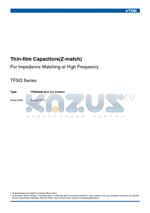 TFSQ0402C0H1C0R3WT datasheet - Thin-film Capacitors(Z-match)