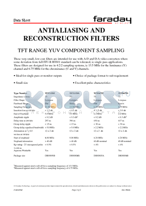 TFT0675S datasheet - ANTIALIASING AND RECONSTRUCTION FILTERS