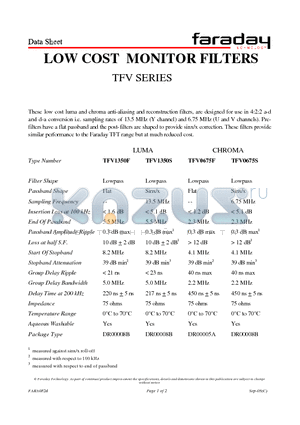 TFV0675F datasheet - LOW COST MONITOR FILTERS