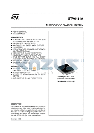 STV6411AD datasheet - AUDIO/VIDEO SWITCH MATRIX