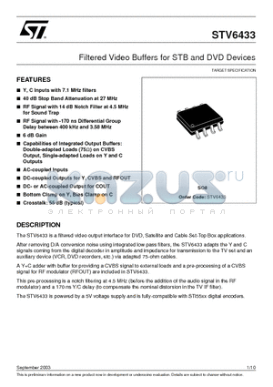 STV6433 datasheet - Filtered Video Buffers for STB and DVD Devices