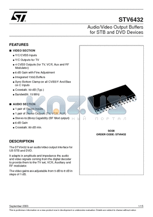 STV6432 datasheet - Audio/Video Output Buffers for STB and DVD Devices