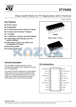 STV6688A datasheet - Video Switch Matrix for TV Applications with S Terminal