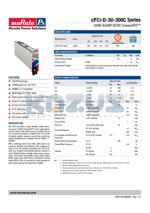 TPS_CPCI-D-3U-300C datasheet - 300W 3Ux8HP DC/DC CompactPCI