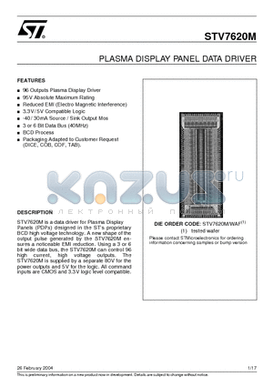 STV7620WAF datasheet - PLASMA DISPLAY PANEL DATA DRIVER