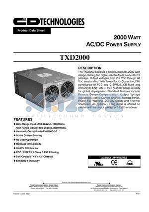 TPS_TXD2000 datasheet - AC/DC POWER SUPPLY