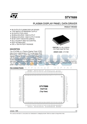 STV7699 datasheet - PLASMA DISPLAY PANEL DATA DRIVER