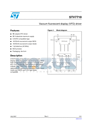 STV7710_07 datasheet - Vaccum fluorescent display (VFD) driver