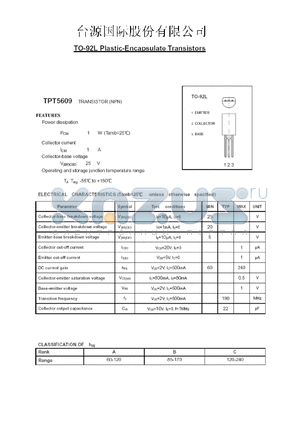 TPT5609 datasheet - TO-92 Plastic-Encapsulate Transistors