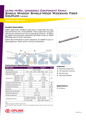 UWFC3101P datasheet - Single Window Single-Mode Wideband Fiber Coupler