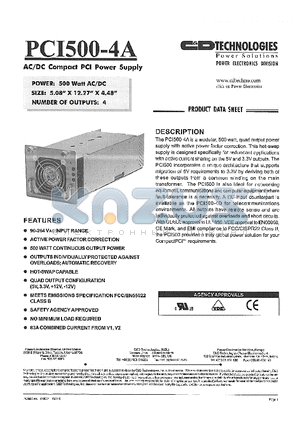 TPS_PCI500_4A datasheet - AC/DC Compact PCI Power Supply