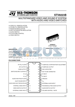 STV8223B datasheet - MULTISTANDARD VIDEO AND SOUND IF SYSTEM WITH AUDIO AND VIDEO SWITCHES