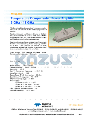 TPT-18-6016 datasheet - Temperature Compensated Power Amplifier 6 GHz - 18 GHz