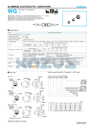 UWG1A101MCL datasheet - ALUMINUM ELECTROLYTIC CAPACITORS