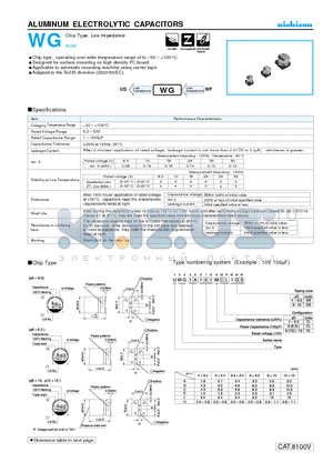 UWG0J102MCL datasheet - ALUMINUM ELECTROLYTIC CAPACITORS