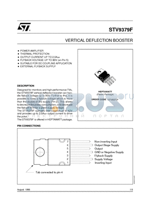 STV9379F datasheet - VERTICAL DEFLECTION BOOSTER