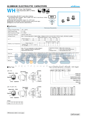 UWH1C221MCL datasheet - ALUMINUM ELECTROLYTIC CAPACITORS