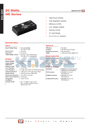 WE320 datasheet - DC-DC Power Supplies