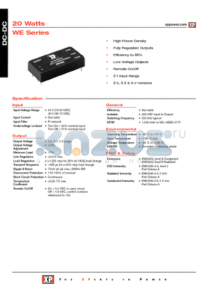 WE300 datasheet - DC-DC Power Supplies