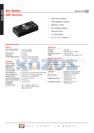 WE300 datasheet - DC-DC Power Supplies