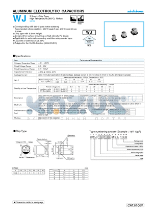 UWJ1C101MCL datasheet - ALUMINUM ELECTROLYTIC CAPACITORS