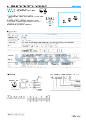 UWJ1V330MCL datasheet - ALUMINUM ELECTROLYTIC CAPACITORS