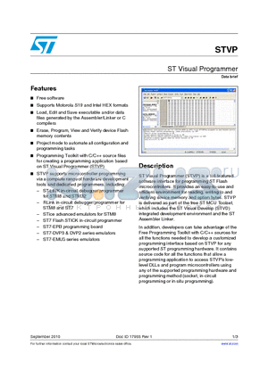 STVP datasheet - ST Visual Programmer