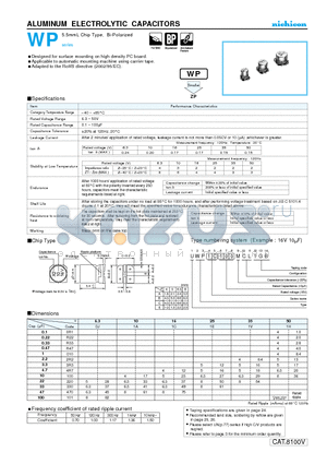 UWP1V220MCL datasheet - ALUMINUM ELECTROLYTIC CAPACITORS