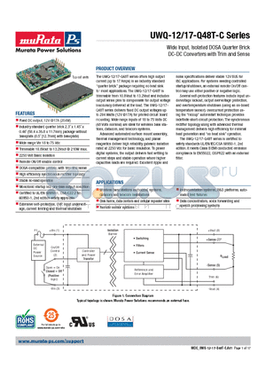 UWQ-17-Q48T-C datasheet - Wide Input, Isolated DOSA Quarter Brick DC-DC Converters with Trim and Sense