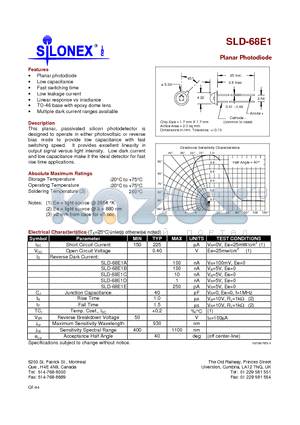 SLD-68E1 datasheet - Planar Photodiode