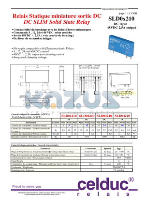 SLD02210 datasheet - DC SLIM Solid State Relay