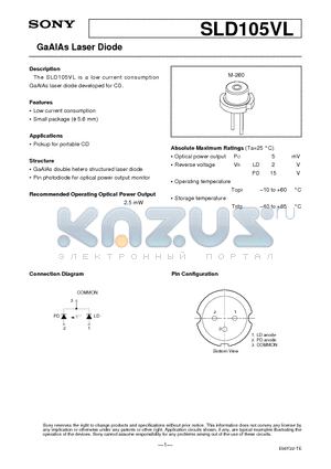 SLD105VL datasheet - GaAlAs Laser Diode