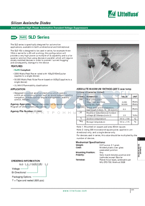 SLD10U-017 datasheet - Silicon Avalanche Diodes - Axial Leaded High Power Automotive Transient Voltage Suppressors