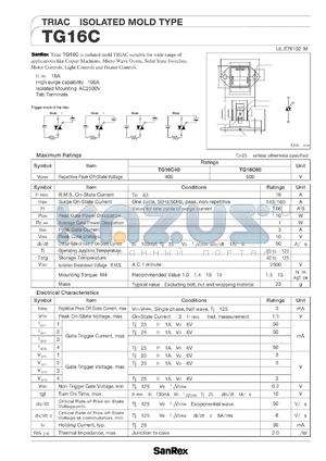 TG16C datasheet - TRIAC (ISOLATED MOLD TYPE)