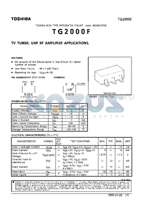 TG2000F datasheet - TV TUNER, UHF RF AMPLIFIER APPLICATIONS)