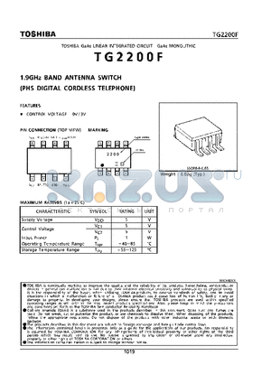 TG2200F datasheet - 1.9GHz BAND ANTENNA SWITCH(PHS DIGITAL CORDLESS TELEPHONE)