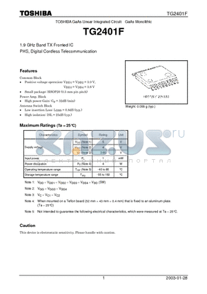 TG2401F datasheet - GaAs Linear Integrated Circuit GaAs Monolithic