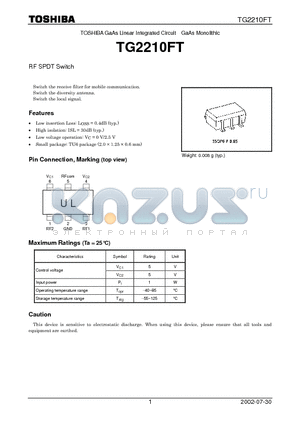 TG2210FT datasheet - RF SPDT Switch